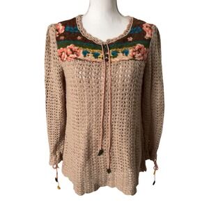 Free People knit crochet sweater size Large
